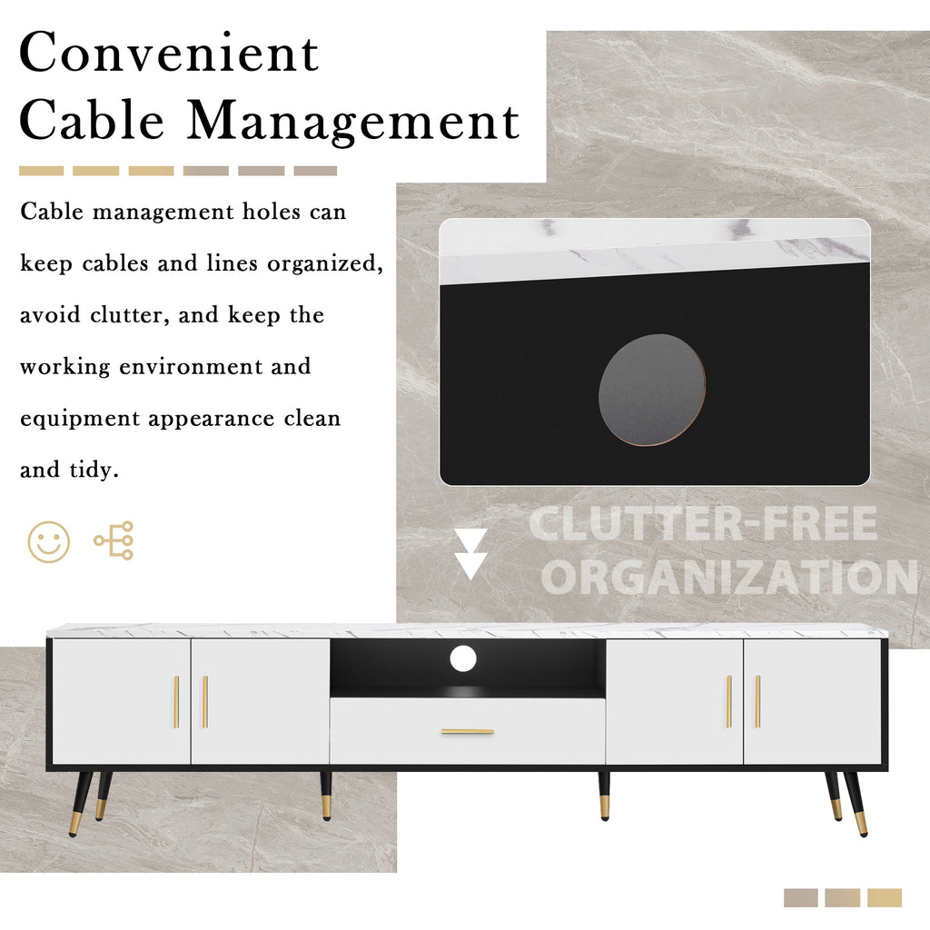 71'' Modern TV Stand with 2 Cabinets&  Open Compartments, Entertainment Center for TVs up to 80'', Television Console for Living Room, Bedroom, Home Theatre