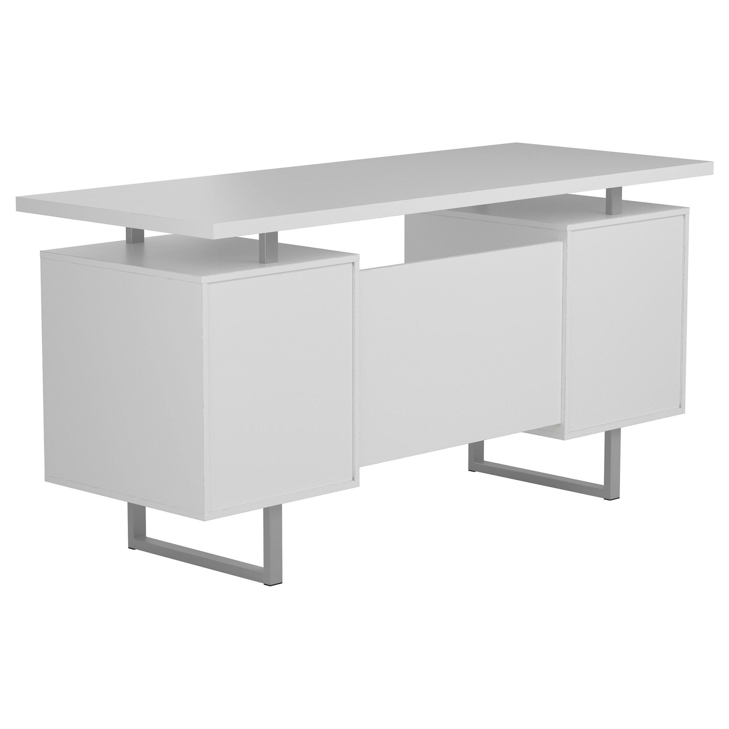 Jensen White High Gloss 2-Drawer Computer Desk