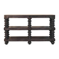 Solid Wood Spindle Shelf Console in Carbon Ash, Black with storage