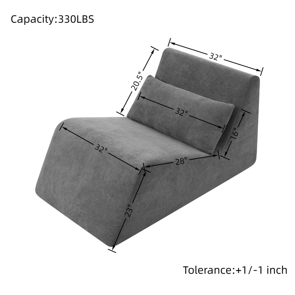 Bean Bag Chair, Lazy Floor Sofa Couch for Adults and Kids, Fireside Chair with Ergonomic Design, Memory Foam Lounge Chair for Living Room Bedroom, Office, Grey