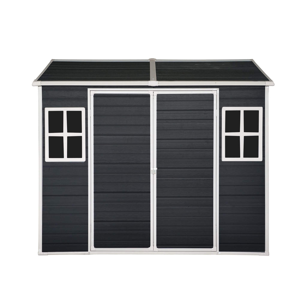 [06x08FT] Outdoor Resin Patio Garden Shed With Floor, 2 Windows, And Lockable Doors (SAK54953)