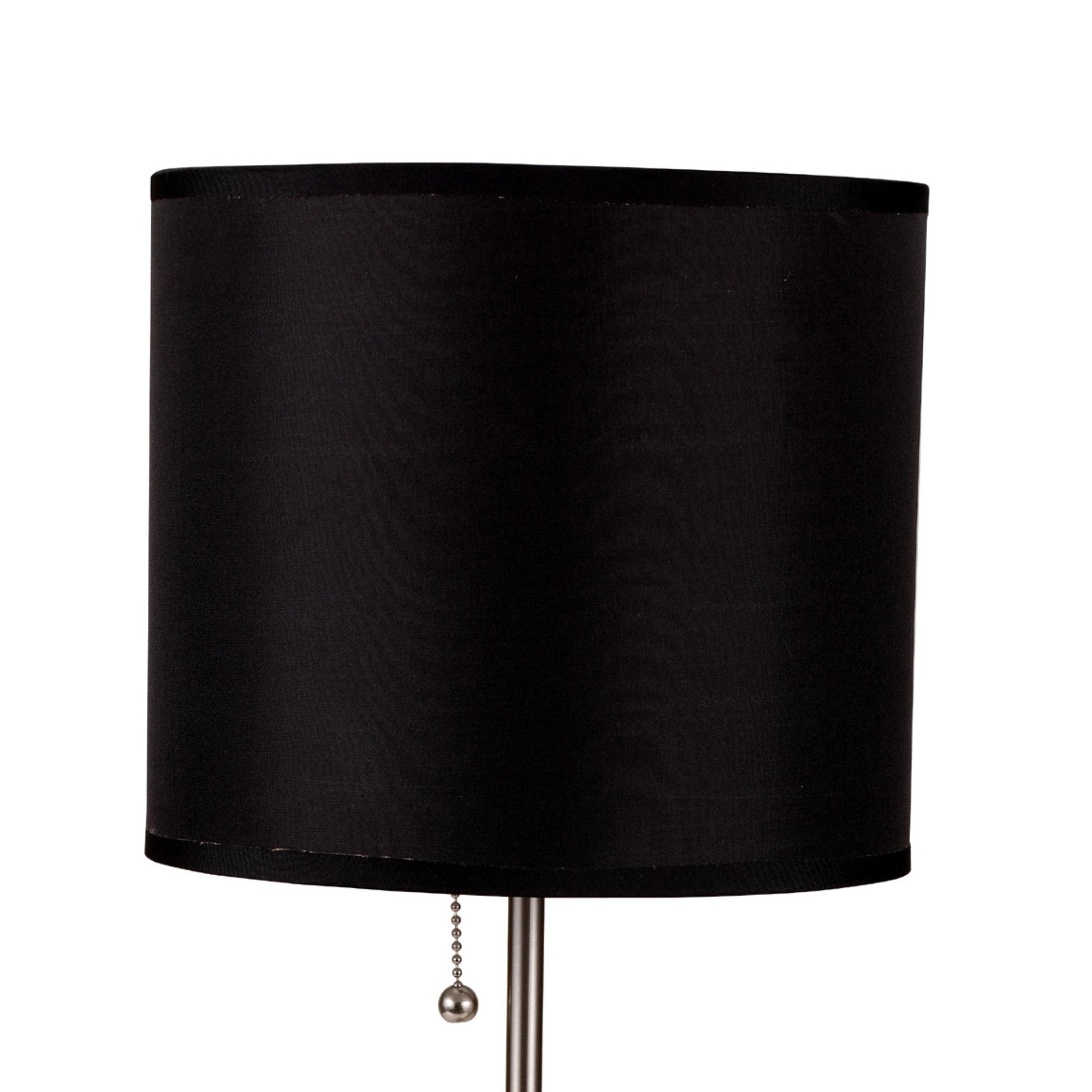 19' Tall Metal Table Lamp with Silver finish, Black Shade