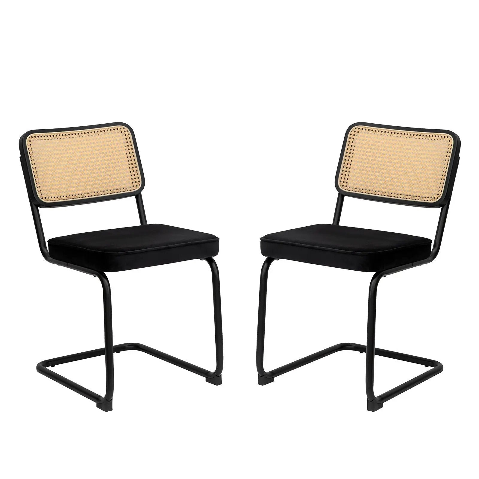 Rattan Side Accent Dining Chairs With Painted Legs (Set of 2)