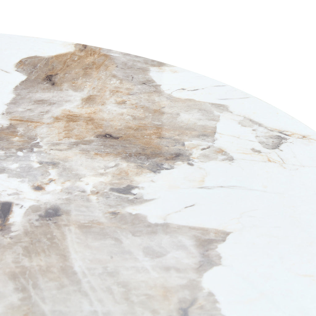 42' Luxury Sintered Stone Table: 0.45' Durable Top + 6' Steel Legs, 350lb Capacity, Stain/Heat-Resistant White/Gray Veined Surface - Modern Minimalist Design