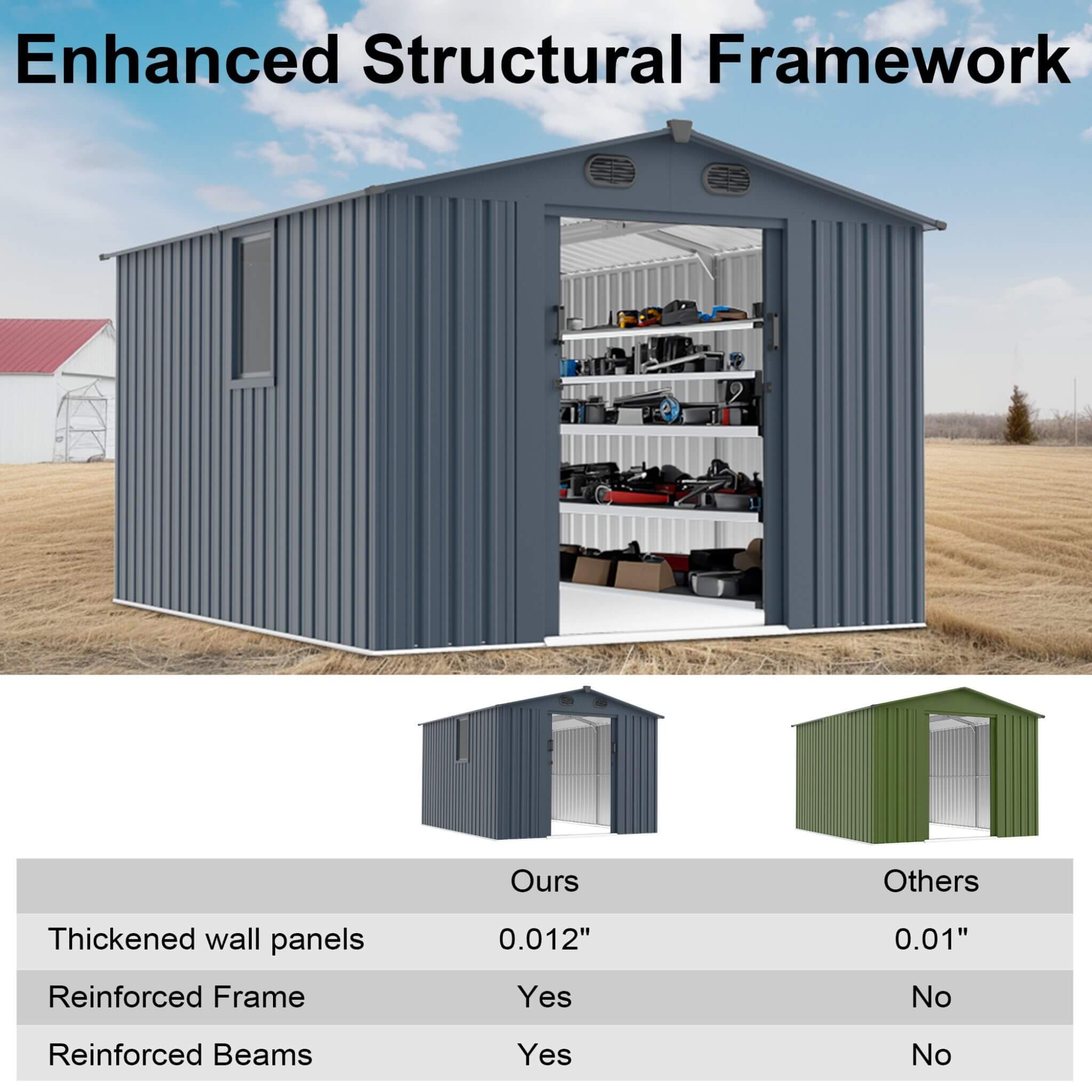 [08x10FT] Large Outdoor Metal Storage Tool Shed With Window And Lockable Doors (SAK32987)