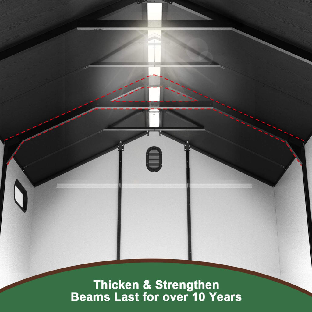 [08X12FT] Large Polypropylene Storage Shed With Reinforced Floor And Lockable Swing Doors (SAK07451)