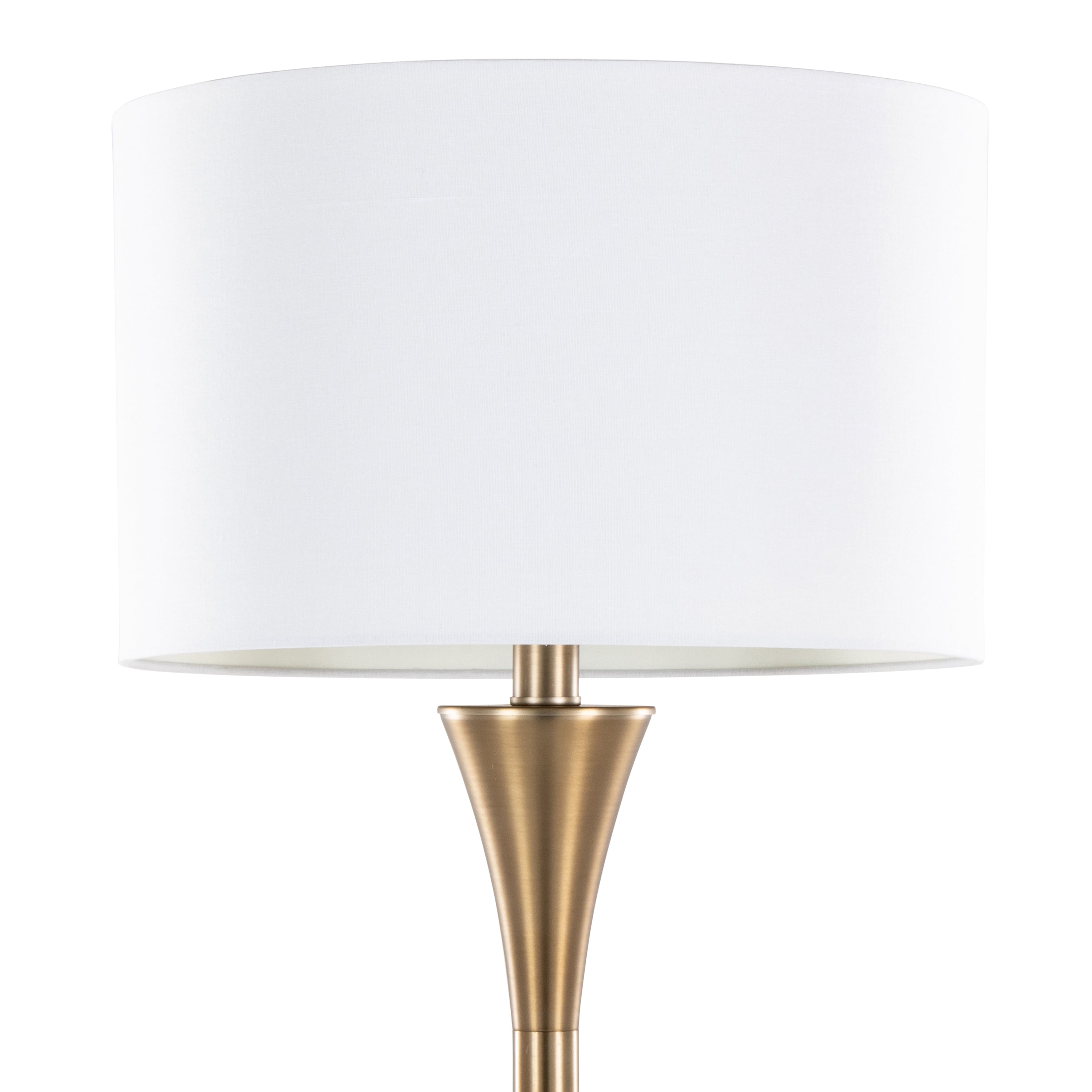 Lenuxe 65' Contemporary Metal Floor Lamp in Matte Golden Bronze Metal and White Linen from Grandview Gallery by LumiSource