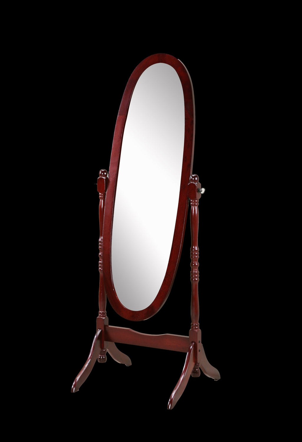 Traditional Queen Anna Style Wood Floor Cheval Mirror, Cherry Finish