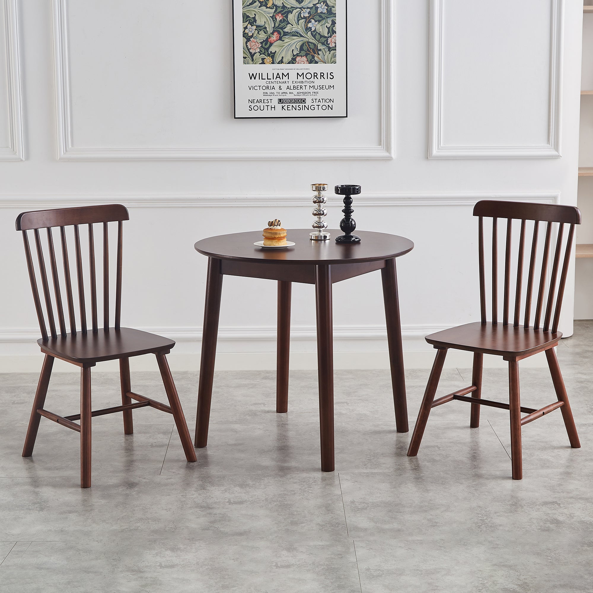 4 pieces of dining chair, Walnut, rubber wood material, dining chair, solid wood chair, solid wood dining table chair, living room chair, simple and natural
