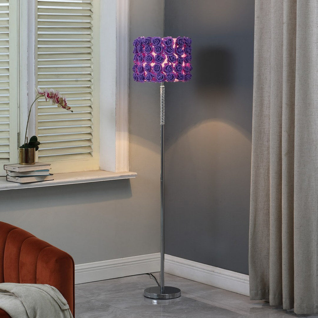 63'In Lavender Roses In Bloom Acrylic/Metal Floor Lamp