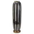21" Tall Polyresin Decorative Vase, Gold finish with Mosaic Glass Stripes