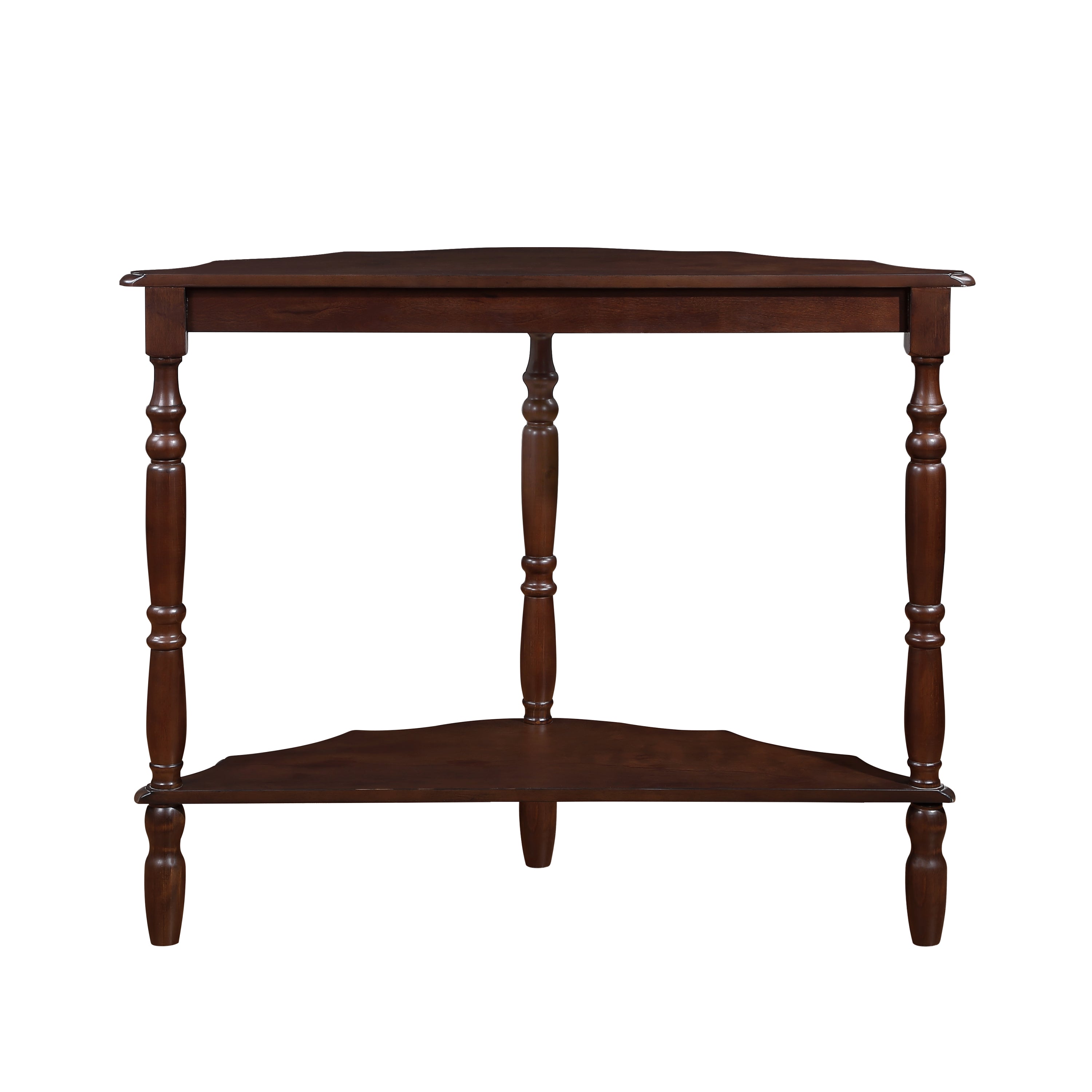 42'' Retro Circular Curved Half-Moon Console Table with Cloud Design Top and Open Shelf Solid Wood Frame and Legs, Light Espresso
