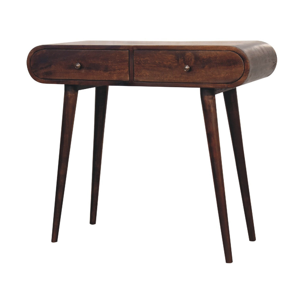 Solid Wood Light Walnut Curved Edge Console Table