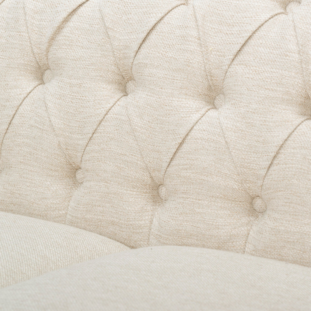 Chesterfield Style 3-Seater Sofa with Deep Button Tufting in Beige Fabric