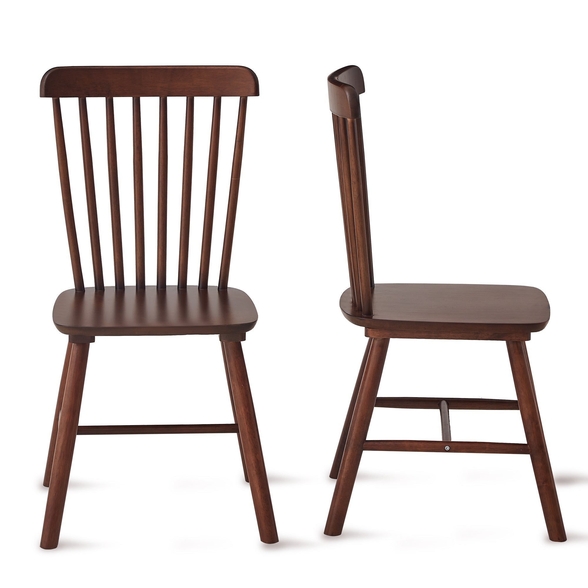 4 pieces of dining chair, Walnut, rubber wood material, dining chair, solid wood chair, solid wood dining table chair, living room chair, simple and natural
