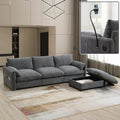 96.5'' Chenille Sectional Sofa with Storage Ottoman and Pockets,Adjustable Phone Holder,Wide Seat,4 Seat L Shaped Couch Set,Comfy Sofa with USB Charger for Living Room,Apartment,3 Colors
