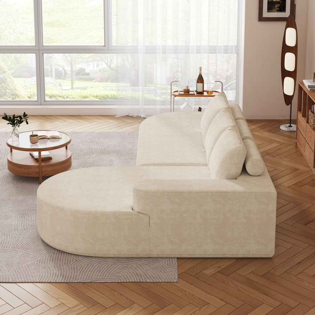 Modern Curved sofa ,Chenille Upholstered Sectional Sofa Couch Set,Modular 108.5' L Shaped Sectional Living Room Sofa Set With 3 Pillows,Free Combination Sofa Couch for Living Room,Bedroom