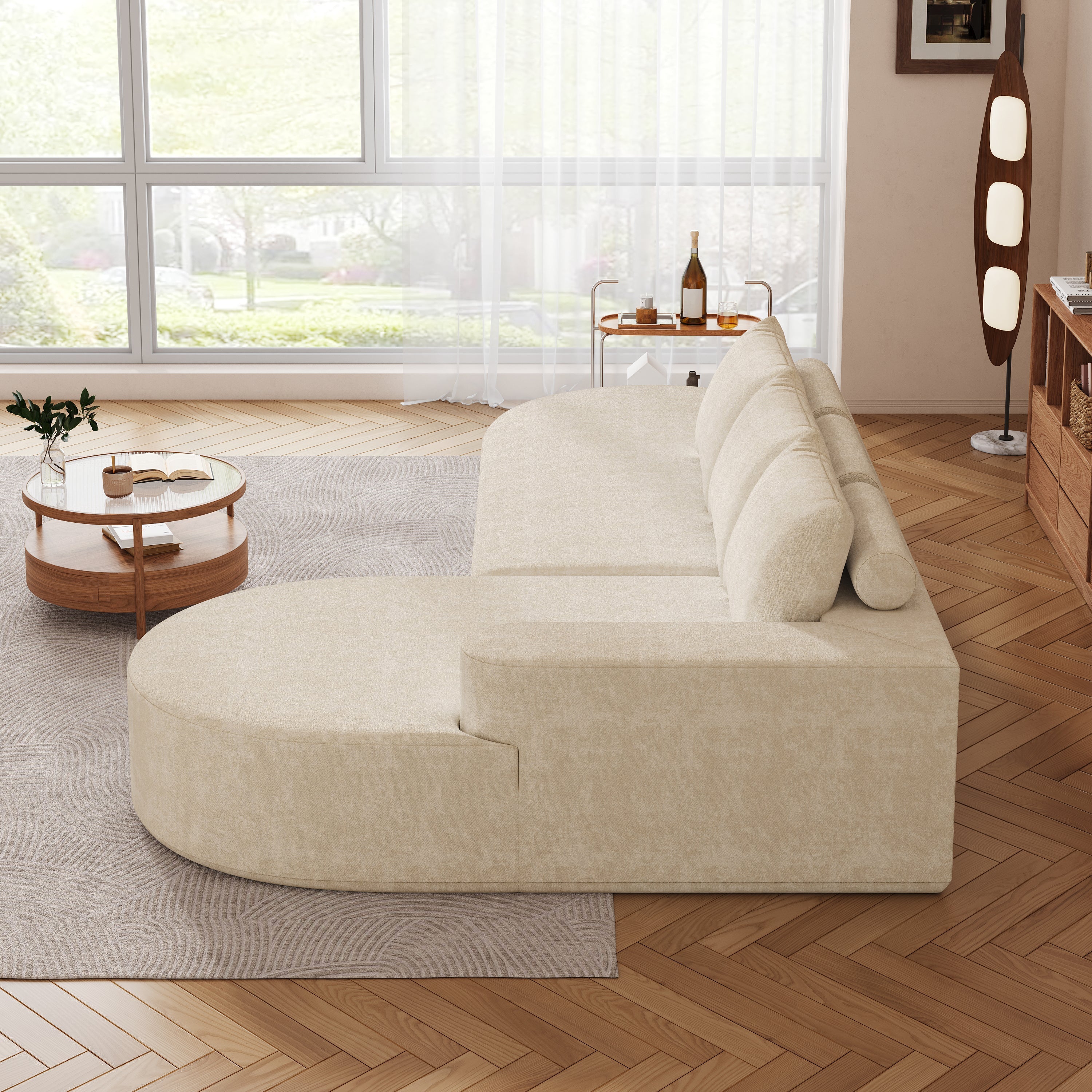 Modern Curved sofa ,Chenille Upholstered Sectional Sofa Couch Set,Modular 108.5' L Shaped Sectional Living Room Sofa Set With 3 Pillows,Free Combination Sofa Couch for Living Room,Bedroom