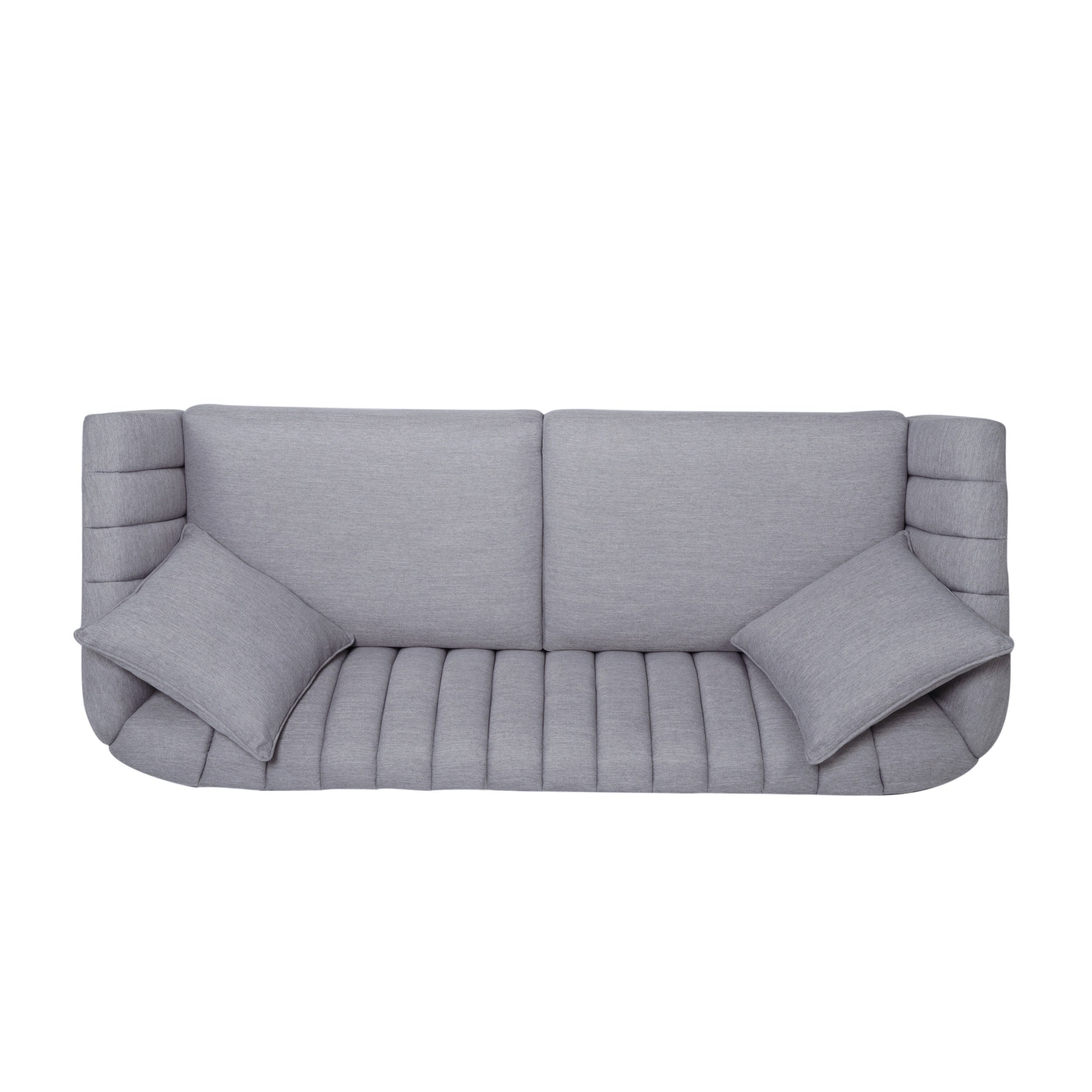Contemporary 3-Seater Sofa with Plush Accents and Button Tufted Diamond Stitching in Grey Fabric