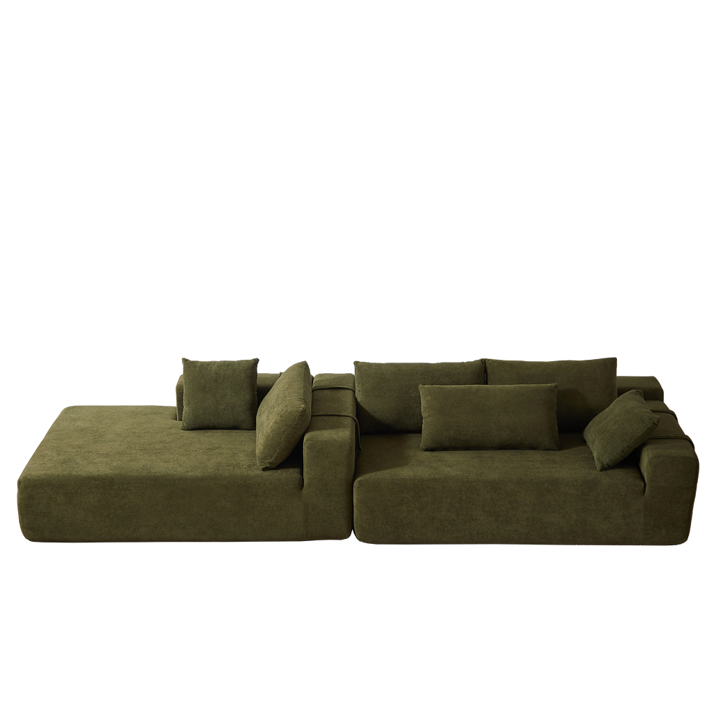 Modern Chenille Upholstered Sectional Sofa Couch Set,Modular 108' L Shaped Sectional Living Room Sofa Set With 6 Pillows,Free Combination Sofa Couch for Living Room,Bedroom(Left Chaise)