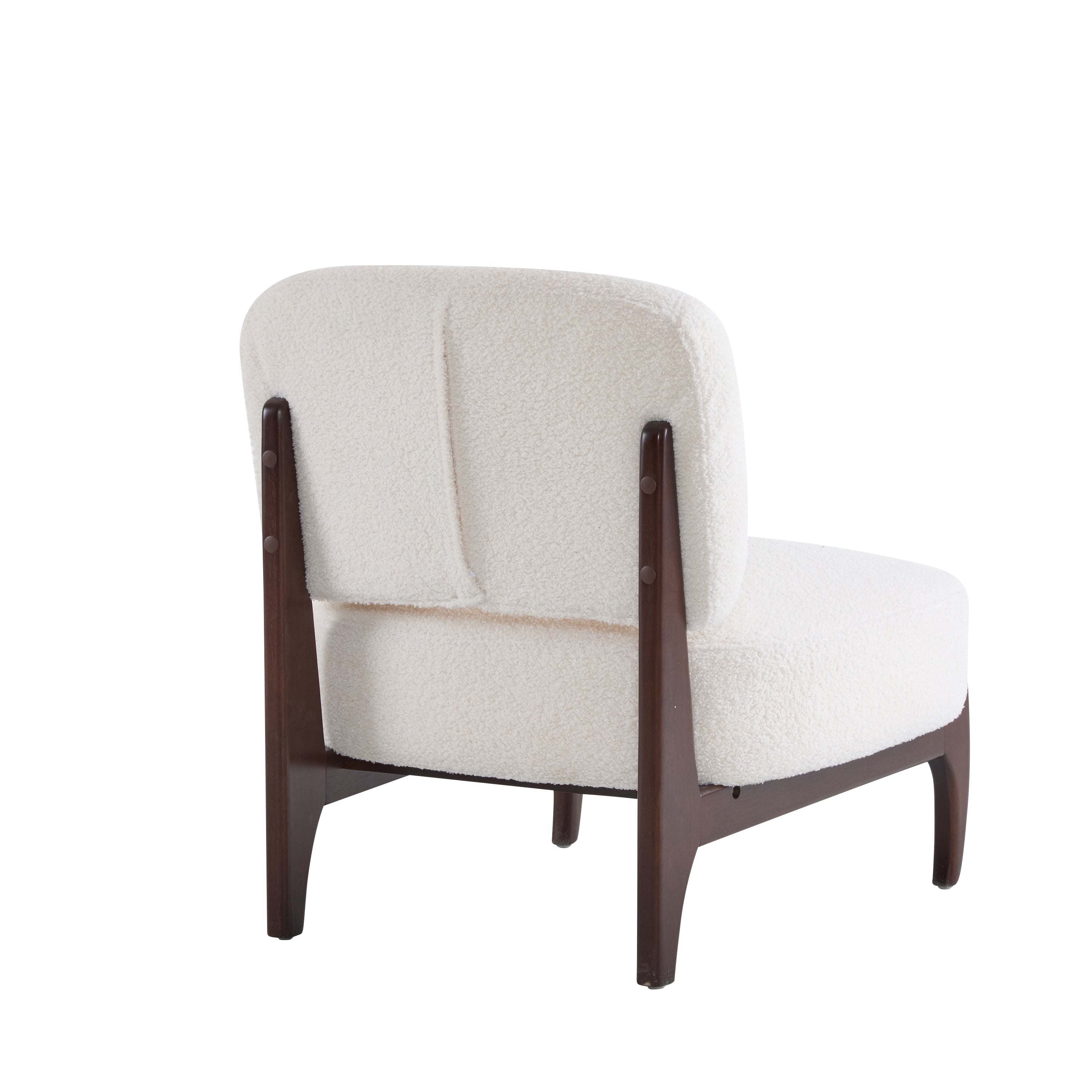 Modern Boucle Lounge Chair with Solid Wood Frame, Soft and Durable Boucle Upholstery, Beige, 25.5'