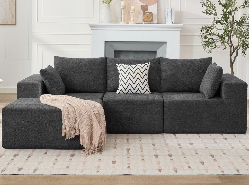 103' Modular Sectional Sofa, L Shaped Cloud Sectional Couch with Deep Seats, Modern Boneless Couch with Chaise, No Assembly Foam Couches, Upholstered Couches for Living Room & Bedroom & Game Room