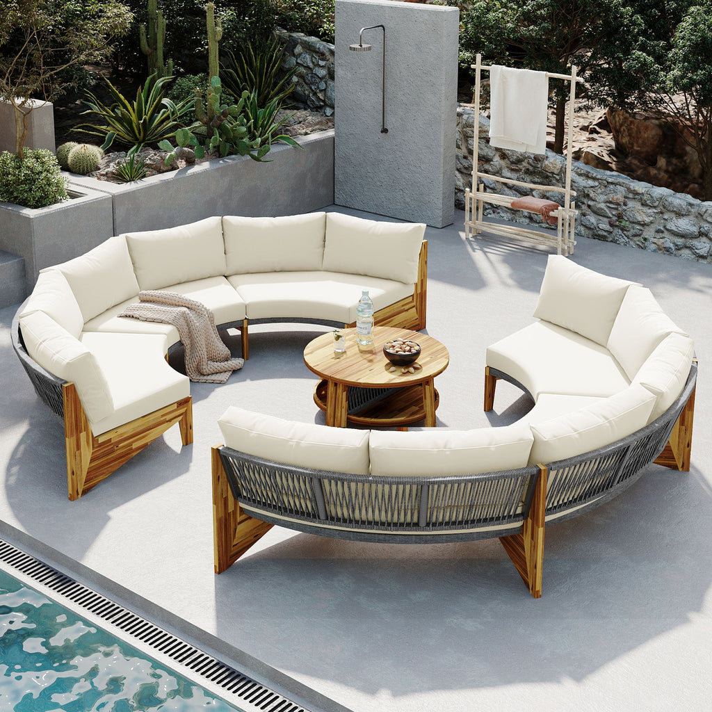 U_STYLE 6 - Person Outdoor Seating Group with Cushions and A Coffee Table(old sku:WY000379AAA)