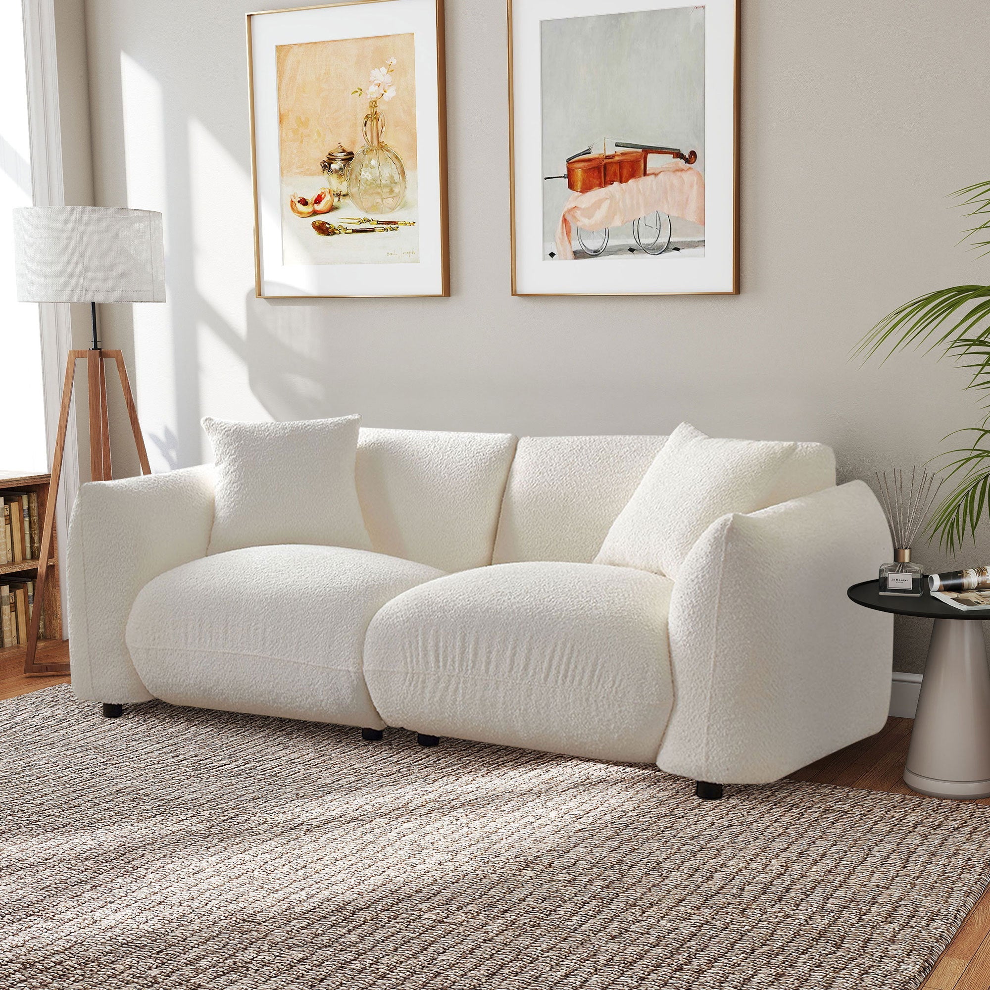 Mid Century Modern Couch 2-Seater Sofa for Livingroom, Beige