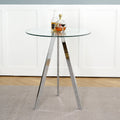 Modern Kitchen Glass dining table ROUND Tempered Glass BAR Table top,Clear BAR Table Metal Legs,electroplated legs (set of 1)