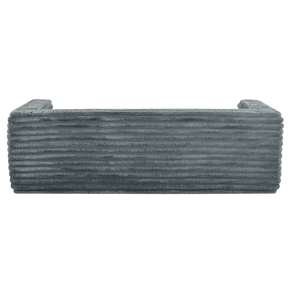 89" Modern Corduroy Couch, 3 Seats Plush Sofa with Squared Arm,Luxury Comfy Seat Super Soft Couches for Living Room,Small Space,Office,Apartment,No Assembly Required