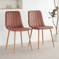 Indoor pink velvet dining chair, modern kitchen dining chair with backrest, upholstered side chair with hot transfer metal legs, Family Kitchen Dining Room and living room (set of 2)