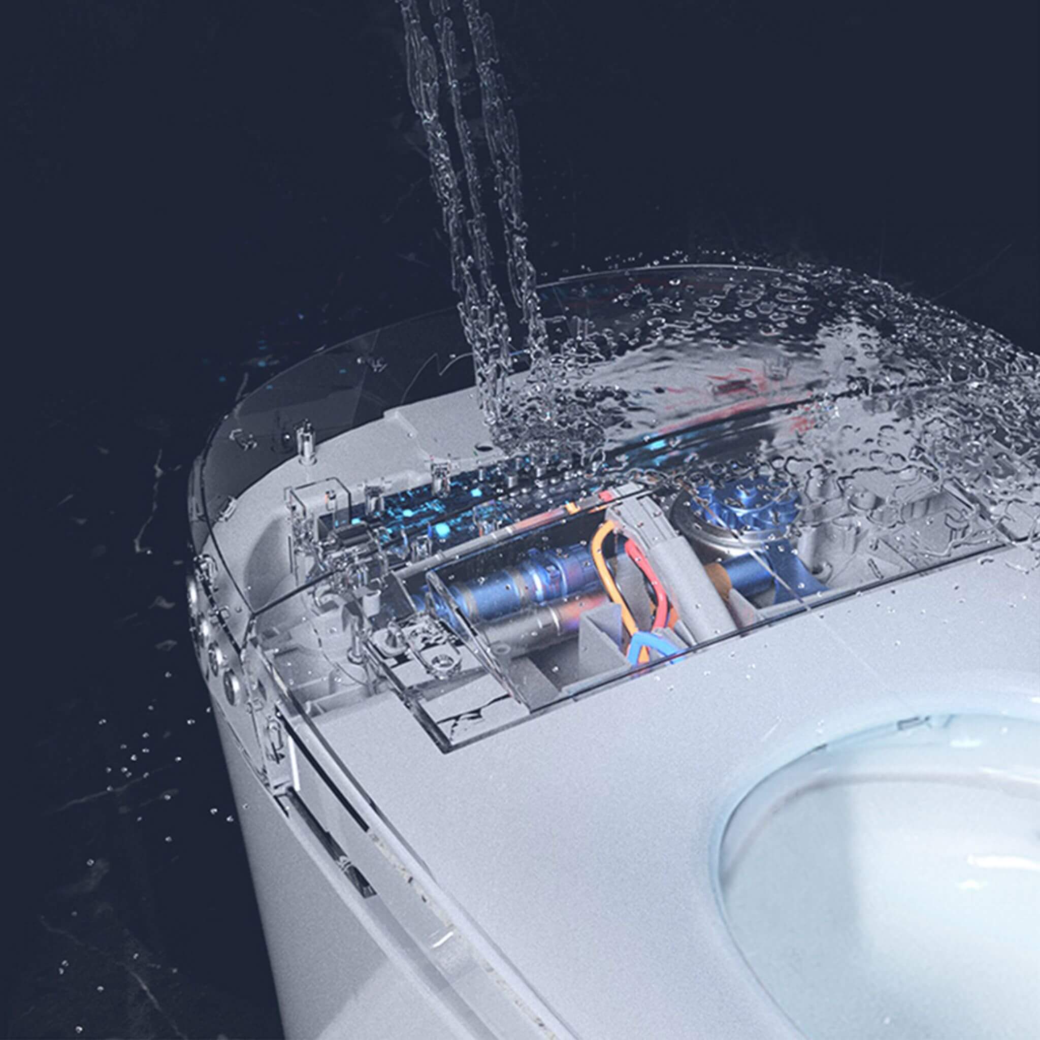 1/1.28 GPF Smart Compact Dual Flush Tankless Toilet Bidet Combo With Self-Cleaning Nozzle And Foot Sensor Flush (SAK58021)
