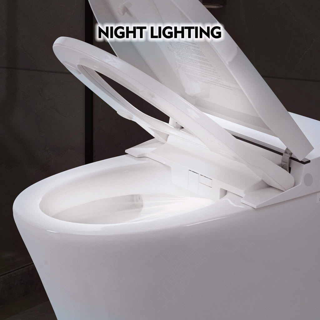 1/1.28 GPF Smart Compact Dual Flush Tankless Toilet Bidet Combo With Self-Cleaning Nozzle And Foot Sensor Flush (SAK58021)