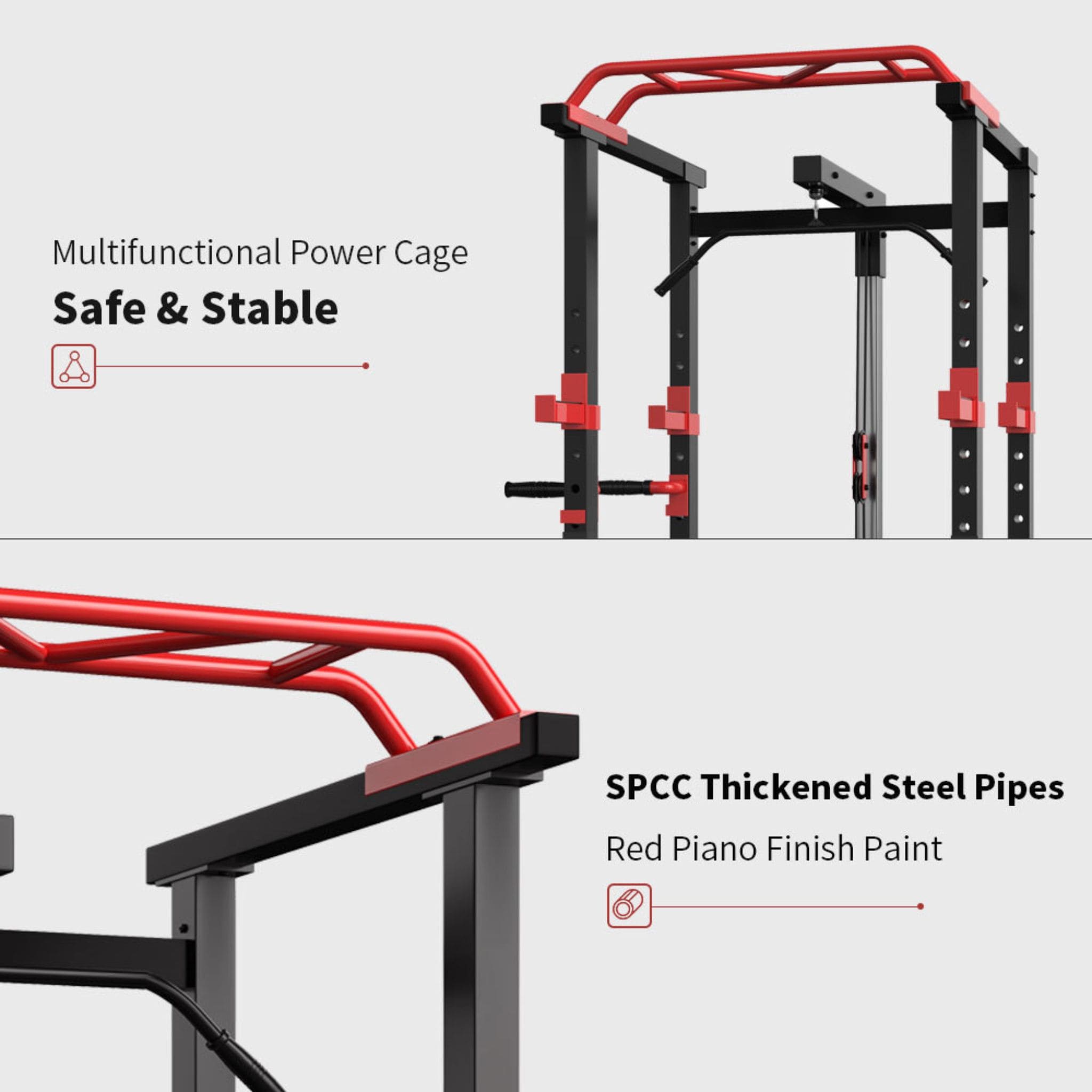 1000LBS Multi-Functional Barbell Rack Squat Power Cage With Weight Bench (SAK35822)