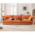 Slipcovered Sofa Couch, Modern 3 Seater Sofa with Suppleness Armrests, Chenille Fleece Deep Seat Sofa with Soft Multiple Big Pillows, Comfy Couch for Living Room, Apartment,Chenille Fabric, Orange