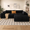 Cloud Sectional Couch with L-Shape Chaise,Modern Modular Sofa with Deep Seat, Upholstered Couches for Living Room Bedroom,No Assembly Required, Black (Corduroy Fabric)