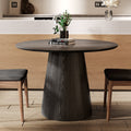 39' Round Black Solid Wood Small Dining Table with Solid Wood Tabletop For 2-4 People