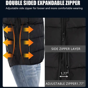 LITEGUEST USB Heated Vest by SmartTherm OutdoorLiteGear Inc., black puffer with LED light