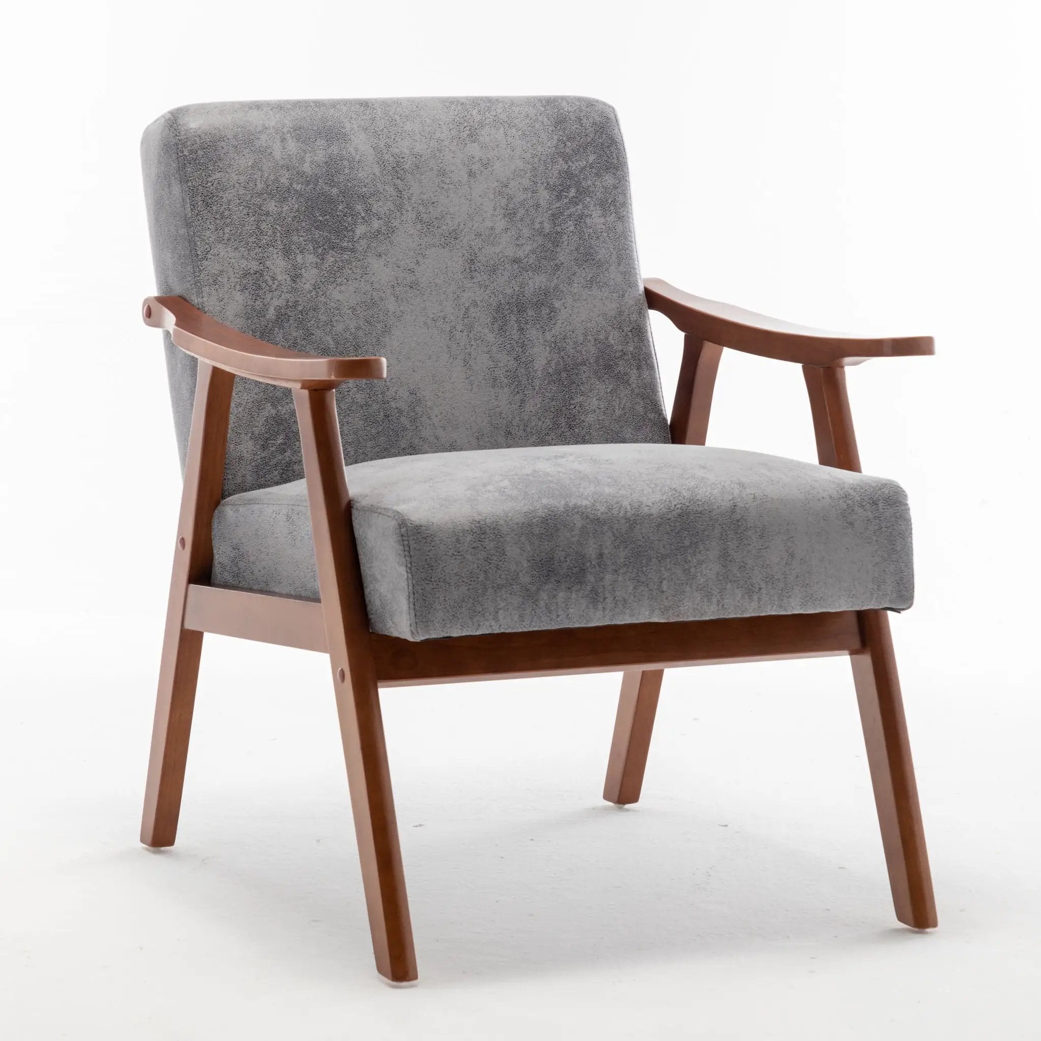 Mid Century Modern Accent Chair With Solid Wood Frame And Extra Thick Backrest