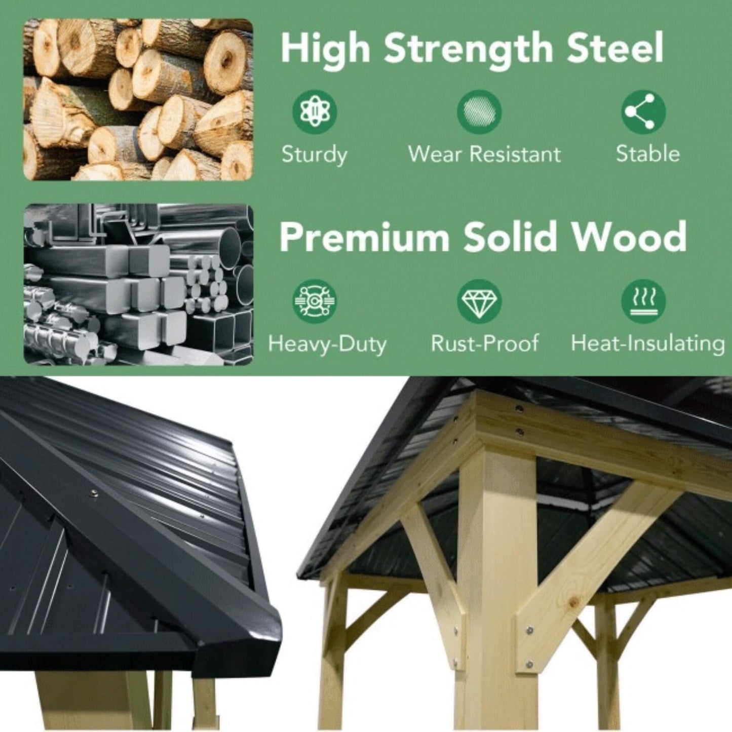 [10x10FT] Premium Outdoor Patio Hardtop Gazebo W/ Double Steel Roof (SAK01291)