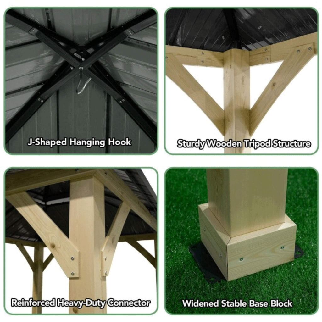 [10x10FT] Premium Outdoor Patio Hardtop Gazebo W/ Double Steel Roof (SAK01291)