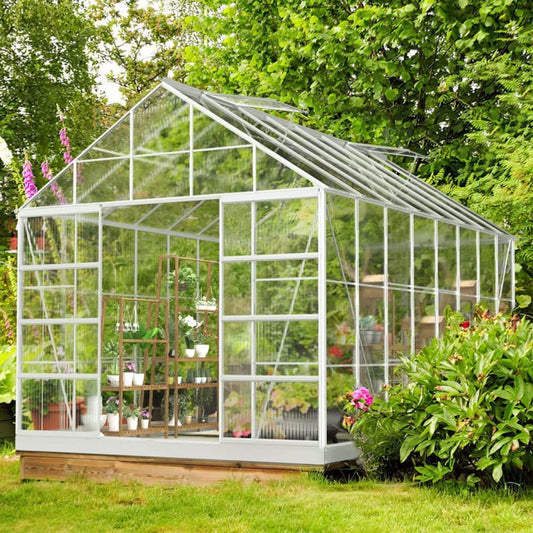 [10x16FT] Extra Large Heavy Duty Backyard Polycarbonate Aluminum Greenhouse With Sliding Doors And Vents (SAK97526)