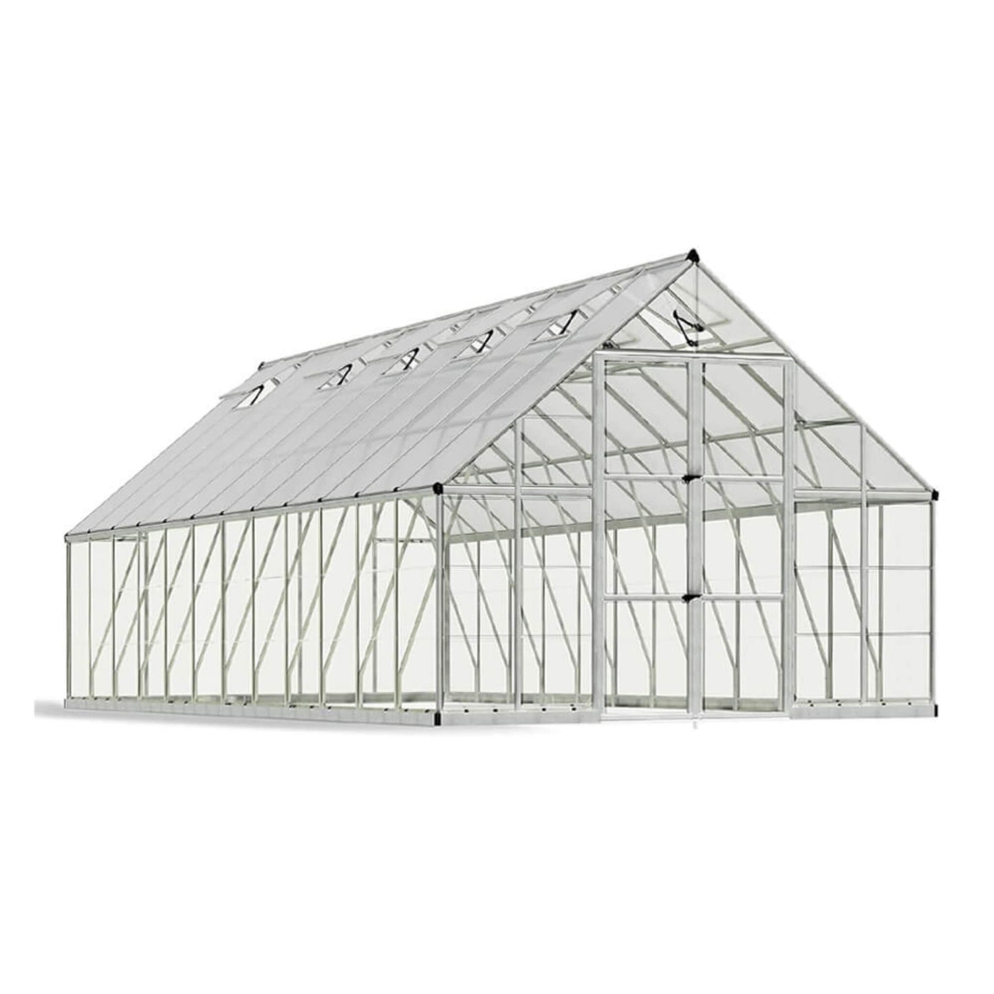 [10x24FT] Premium Heavy-Duty Polycarbonate Walk-In Greenhouse W/ Aluminum Frame & Built-In Gutter System (SAK58472)