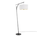Daniella-Salon 70' Contemporary Floor Lamp in Black Metal and White Shade with Gold Accent by LumiSource