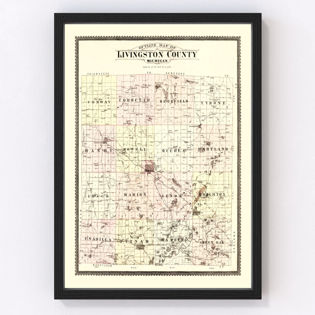 Vintage Map of Livingston County, Michigan 1895