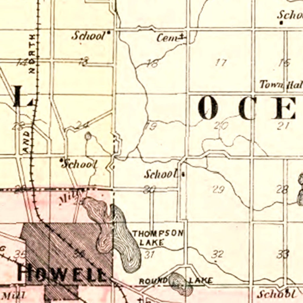 Vintage Map of Livingston County, Michigan 1895