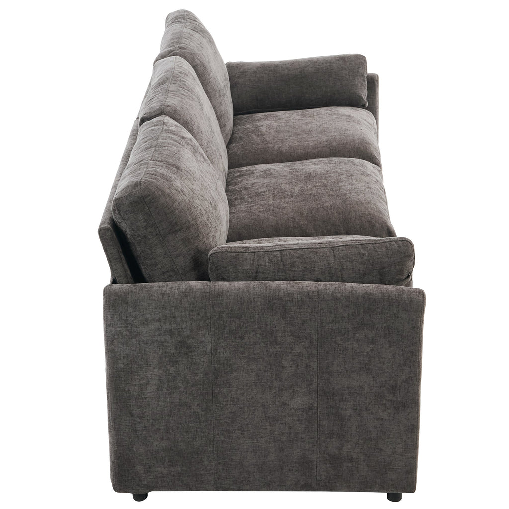 89'  Cozy Upholstered 3-seater Sofa Oversized Comfy Cloud Sofa Double Cushion 3-seater Sofa Plush Cushion Sofa Couch for Living Room, Grey