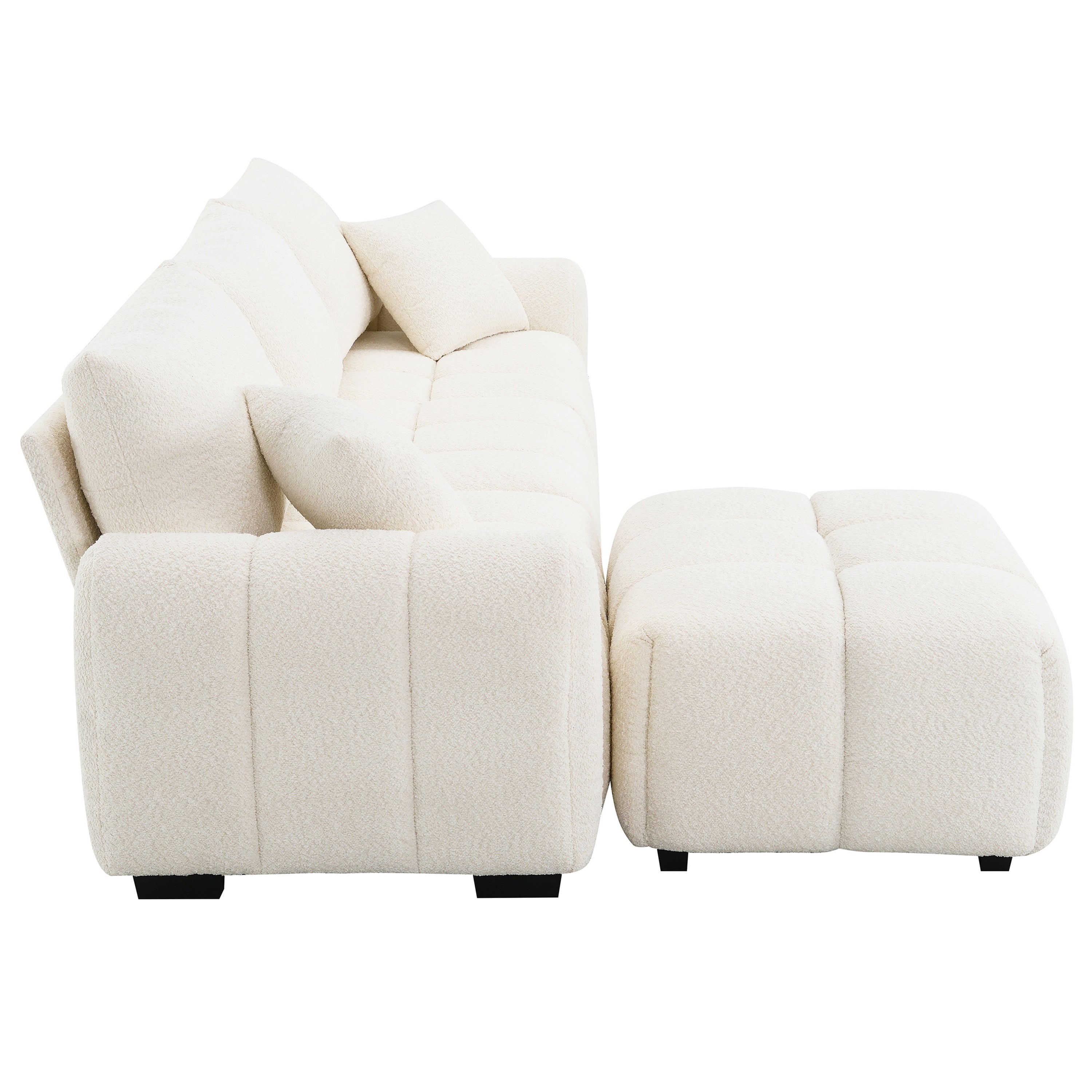 110' Modular Sectional Sofa, L Shape with Extra-large Seat, Pull-line Design, Movable Ottoman, High Density Foam, Free Combination, Sturdy Metal&Wood Frame, Boucle Fabric, 3 Colors