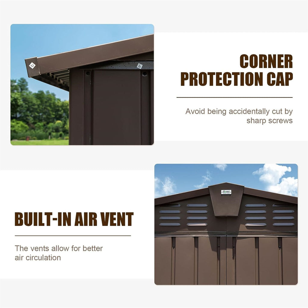 [11X12FT] Outdoor Backyard Storage Metal Shed With Galvanized Steel Frame, Windows, And Lockable Doors (SAK60167)