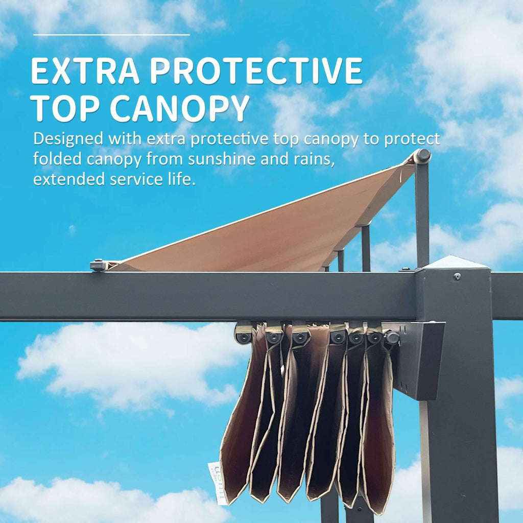 [11X16FT] Heavy-Duty Outdoor Retractable Aluminum Pergola With Weather-Resistant Canopy (SAK91853)